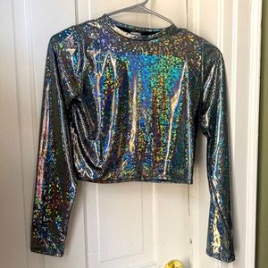 Fun silver reflective crop top.